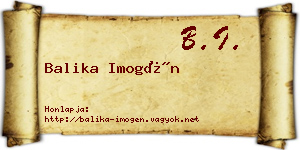 Balika Imogén névjegykártya